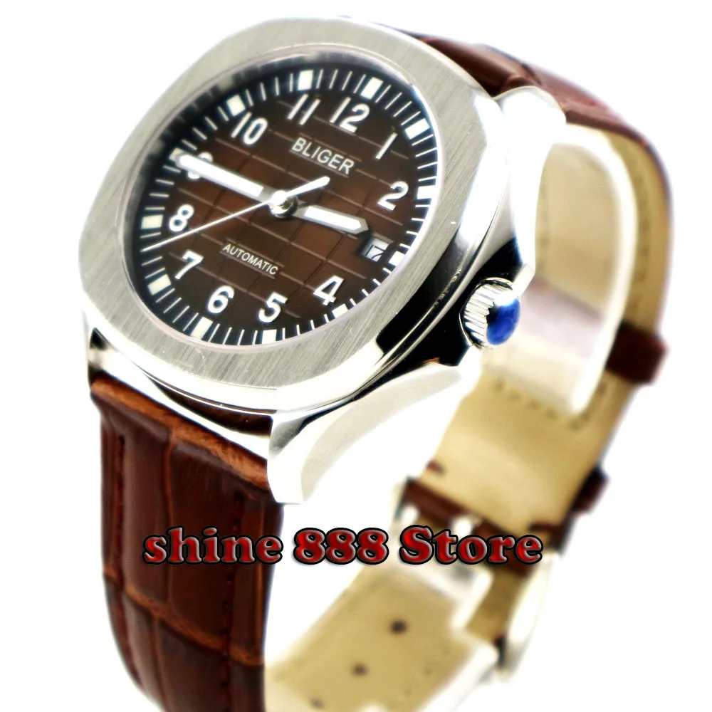 

39mm Bliger Brown dial Date Sapphire Automatic Movement Luminous men's Watch