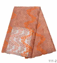 2019 Newest French Lace Fabric Peach Stones African Lace Fabric Mesh Embroidered Fabric 5 Yards for Wedding Dresses 111