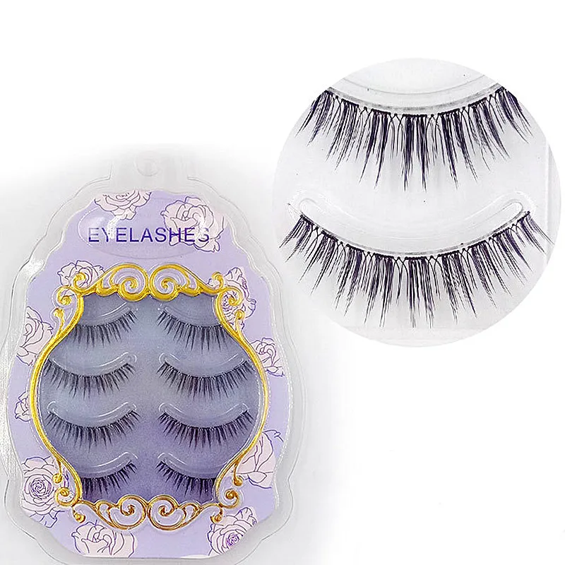 

4 pairs natural false eyelashes fake lashes long makeup 3d mink lashes eyelash extension 100% mink eyelashes for beauty