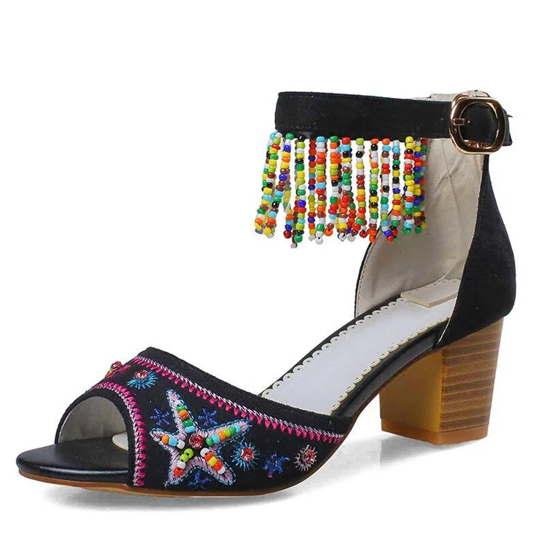 tassel high heel sandals