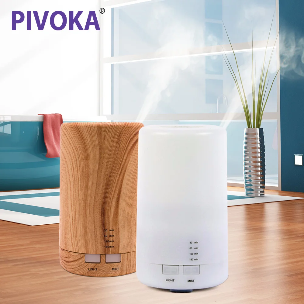 

PIVOKA Timing USB Aromatherapy Essential Oil Diffuser Ultrasonic Air Humidifier Wood Grain Mute Cool Spray Home