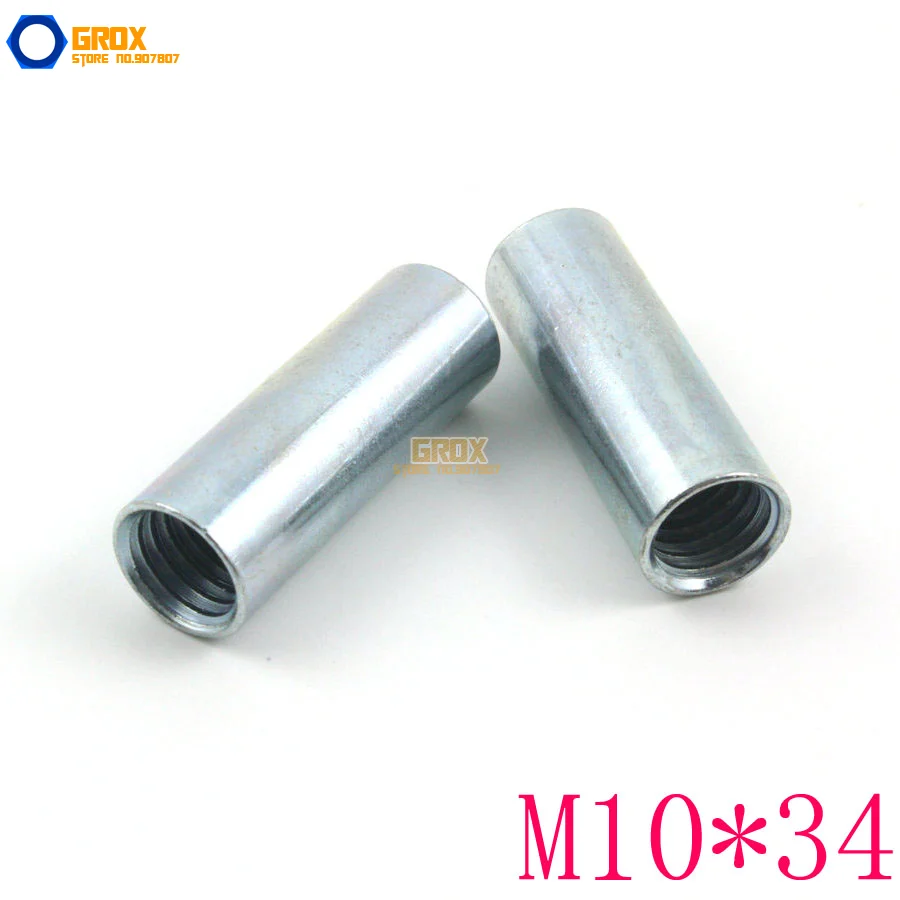 20 Pieces M10*34mm Round Rod Coupling Nut Galvanized in Nuts from Home