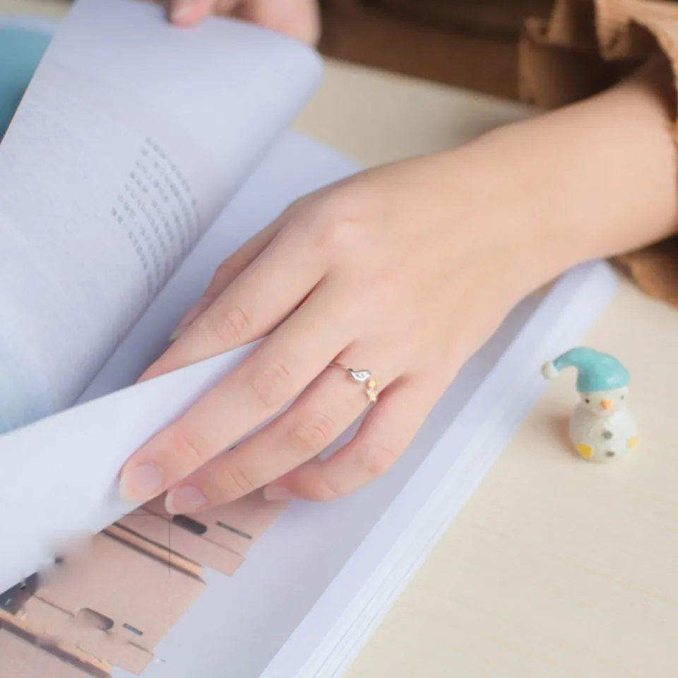 Gold Color Flower Leaves Open Adjustable Rings Bird 925 Ring Women 2018 Fashion Jewelry Delicate Ladies Party Rings Finger Ring