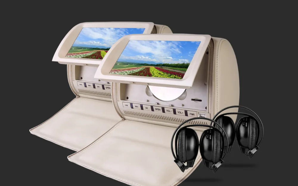 Best 2x9" Beige Color (Black & Grey Optional) Headrest Car DVD with 2 IR Headphones Car Headrest Monitor with DVD Buit-in Speaker 3 Best 2x9" Beige Color (Black & Grey Optional) Headrest Car DVD with 2 IR Headphones Car Headrest Monitor with DVD Buit-in Speaker 3