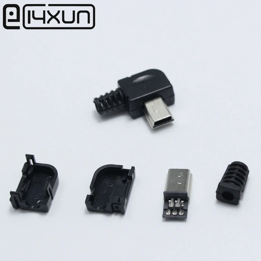 10 комплектов DIY мини-usb 5Pin тип сварки штекер разъем 4 в 1 90 градусов разъем адаптер для OD 4,0 мм провода черный