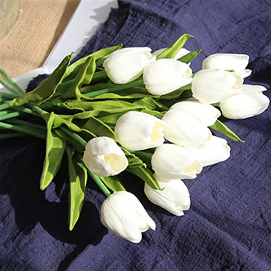 5 шт. искусственные Искусственные цветы Тюльпан букет цветочный свадебный букет вечерние украшения для дома поддельный Свадебный букет цветов Декоративные цветы