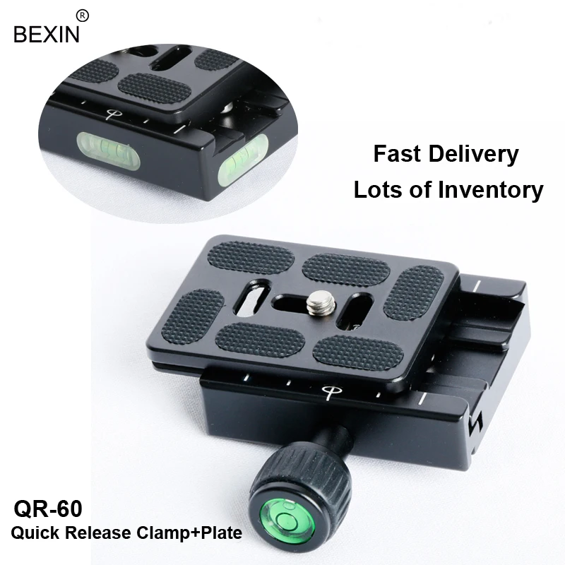 

Bexin Camera Universal QR-60 Clamp And Quick Release Mounting Plate Adapter For Arca Swiss Camera Tripod Ball Head