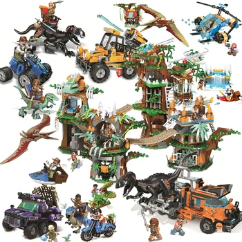 

MOC Jurassic World Building Blocks Dinosaur 2 Mini Dino Figures Bricks Toys For Children Compatible with Jo