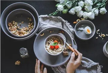 

gray color a set of European ceramic bowl plate suit Seminal Hotel West tableware soup