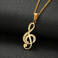Meaeguet тройной Клиф ожерелье для мужчин и женщин музыка G Клиф символ нержавеющая сталь кулон ожерелье 3 цвета