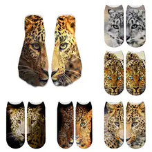 Забавные носки с леопардовым принтом, короткие женские носки с животными, новинка, модные носки с низким вырезом, популярные носки по щиколотку 5ZWS64