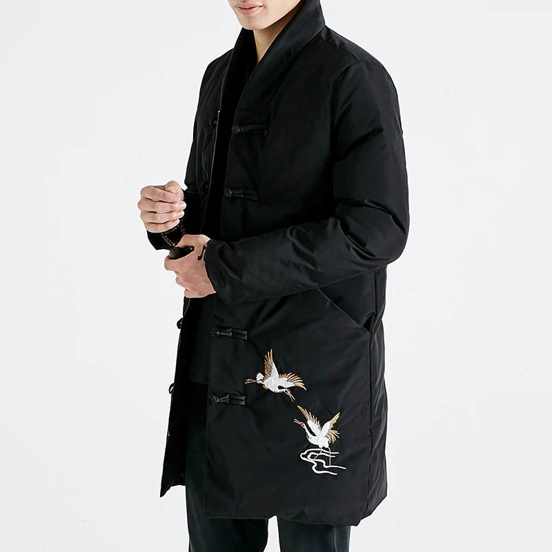 Новинка 2020 парка в китайском стиле пальто с красной короной и вышивкой журавлей