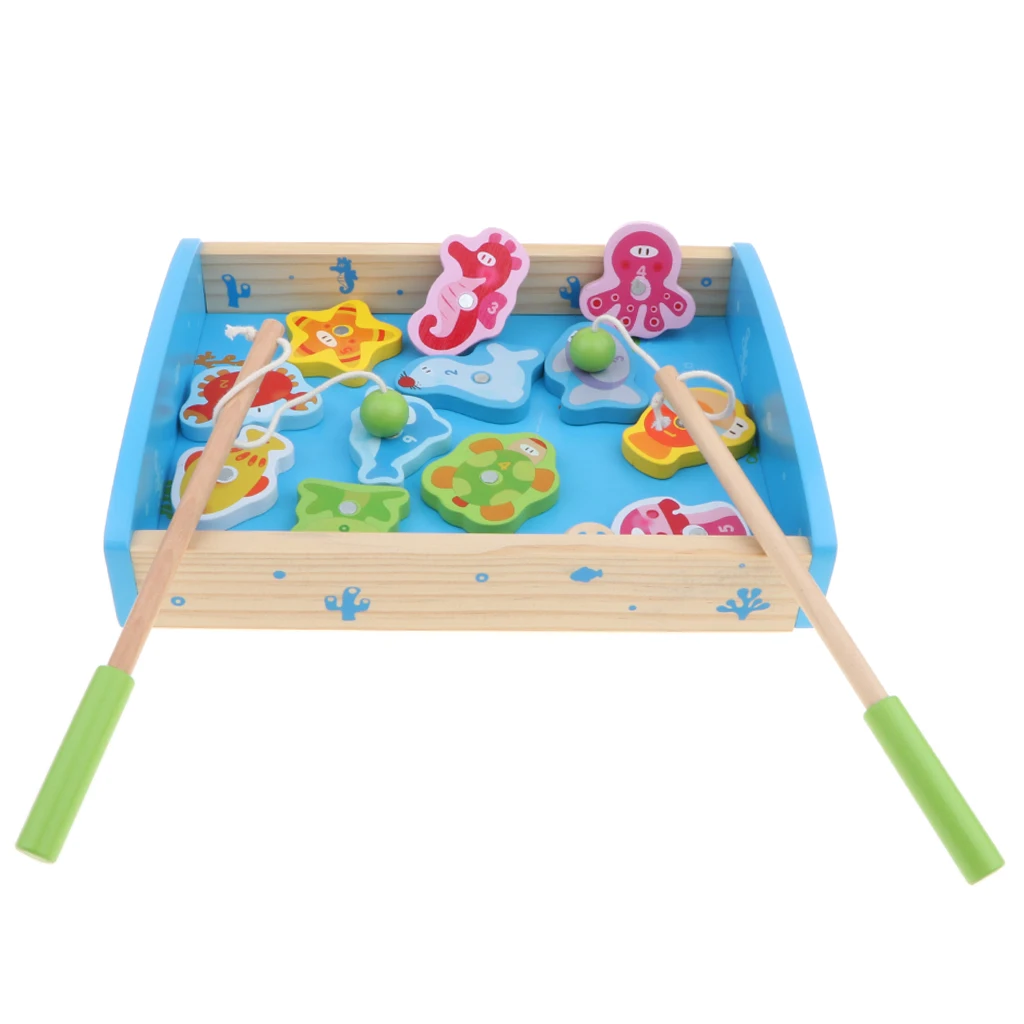  Baby Developmental 15pcs Wooden Magnetic Numbers Fishing Game Toy, Fine Motor Skills, Early Learning, Birthday Gifts