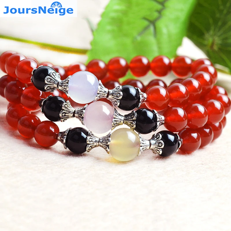 Support Wholesale Red Natural Crystal Bracelets 6mm Beads Crystal Multi
