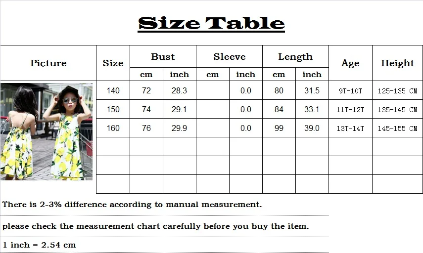 Children's Dress Girls Baby Summer Bohemian style Toddler Girls Fashionable Mango Lemon Dresses shoulder-straps Holiday dress for 9-14Y kids clothing (1)_