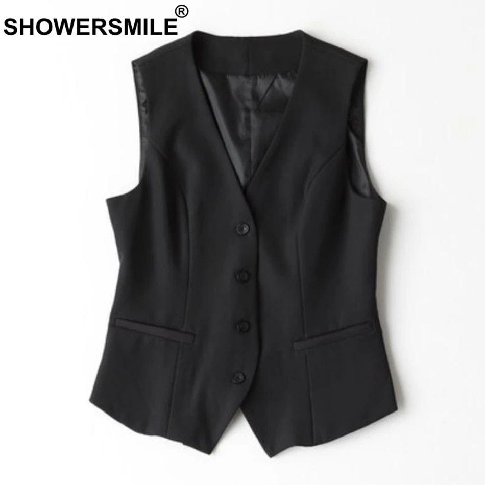 SHOWERSMILE Women Grey Vest 2019 Plus Size Striped Short Waistcoat Ladies Spring Autumn Slim Fit Sleeveless Jacket Classic Vests