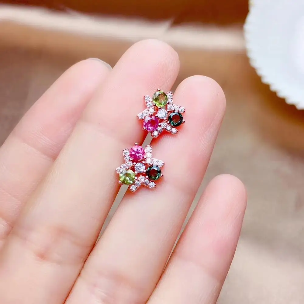 Серьги из натурального турмалина серьги серебра 925 пробы с натуральным