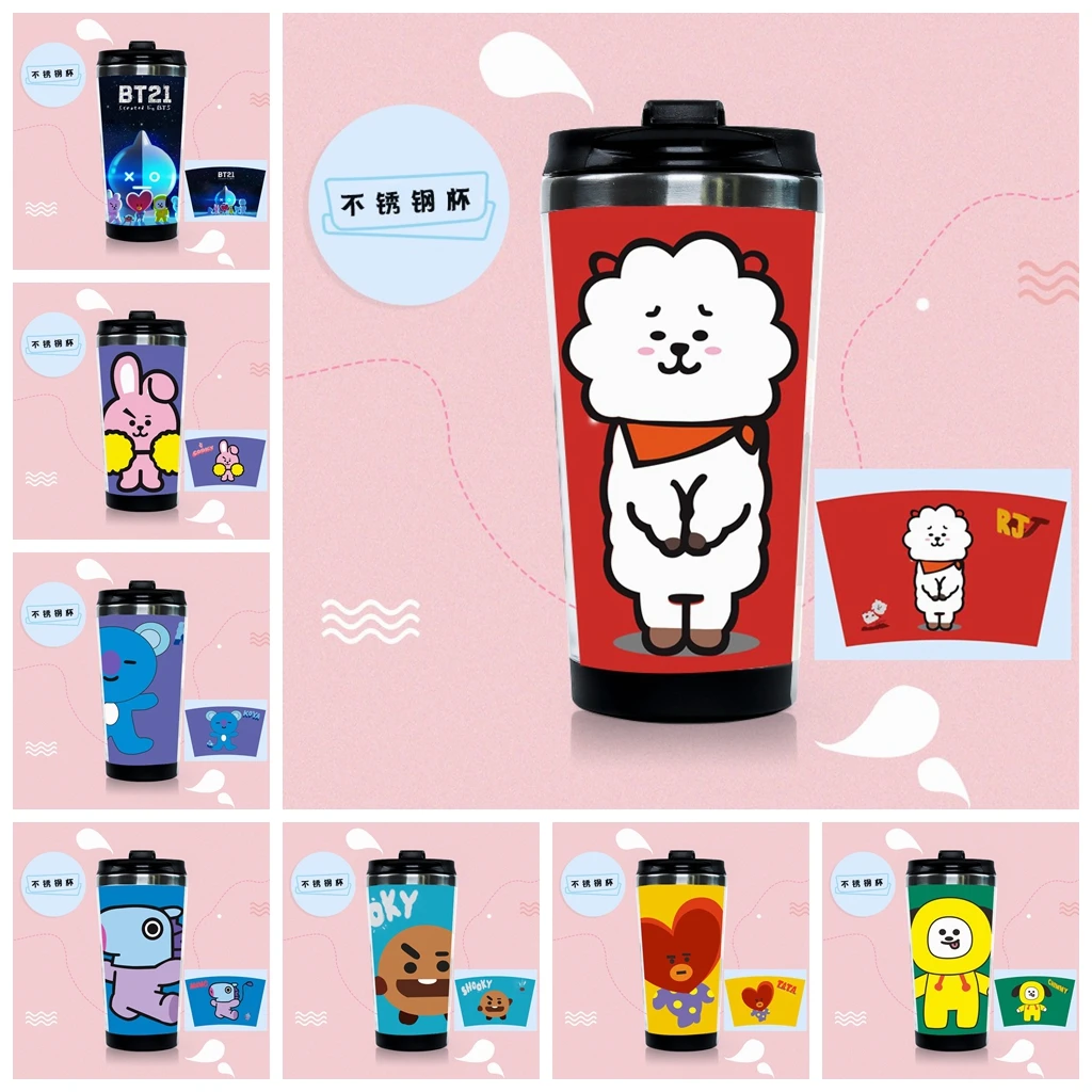 

XINTOCH TATA RJ CHIMMY COOKY MANG SHOOKY KOYA VAN Bottle Toys Bangtan Boys Stainless Steel Mug Cup KPOP for Kids Drop Shipping