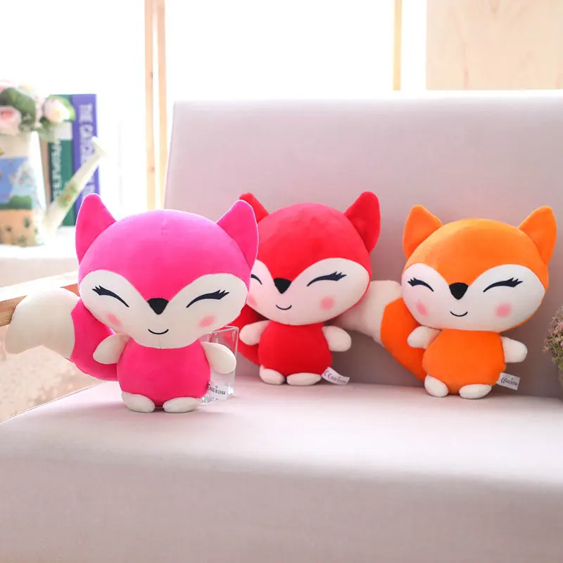 25cm orangepink Cute Crown Fox Plush Toy Baby Stuffed Animal Doll Children Gift Lovely Cartoon Foxes Toys Small plush toys