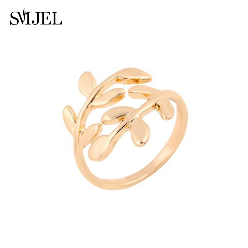 

SMJEL Boho Laurel leafy Open Rings for Women Accessories Oliver Branches Leaves Ring Feminino Anillos Rustic Jewelry Gifts R068