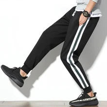 Весна Лето Новые высококачественные повседневные Черные Брюки Модные мужские свободные спортивные брюки Одежда для бега спортивные брюки