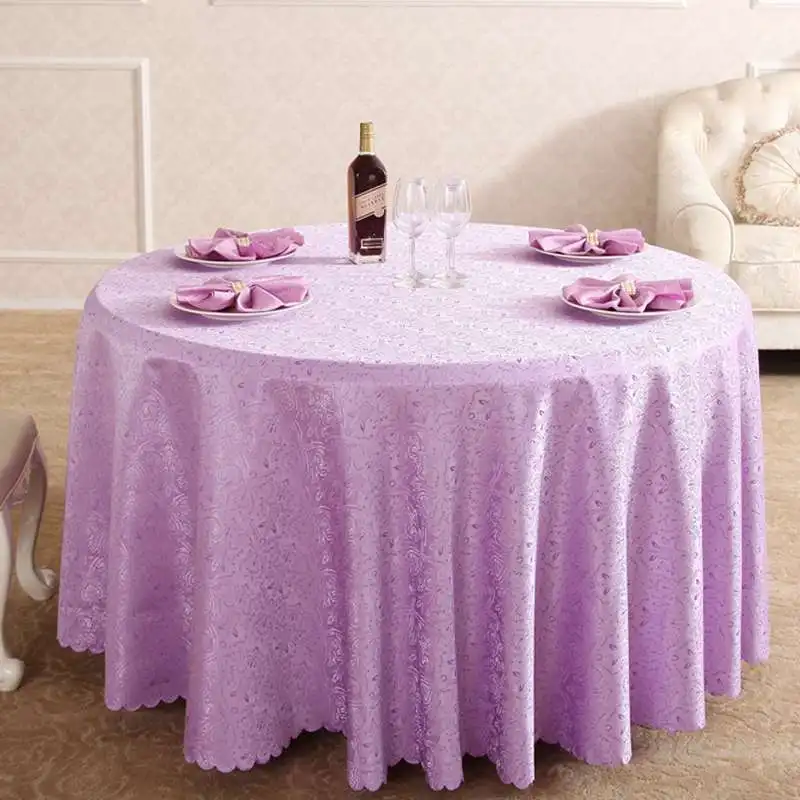 

New Design Heavy European Purple Thousands Of Hands Flowers Jacquard Tablecloths Hotel Dining Table Round Cloth For Wedding