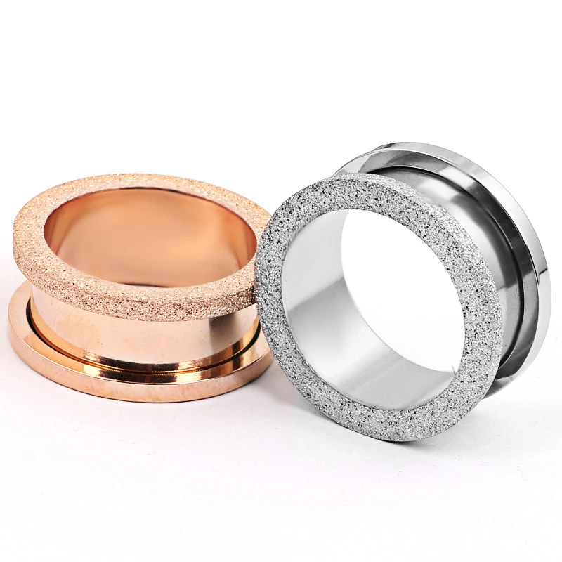 2pcs/lot Rose Gold Silver Color Plated Ear Plugs Frosted Surface Ear
