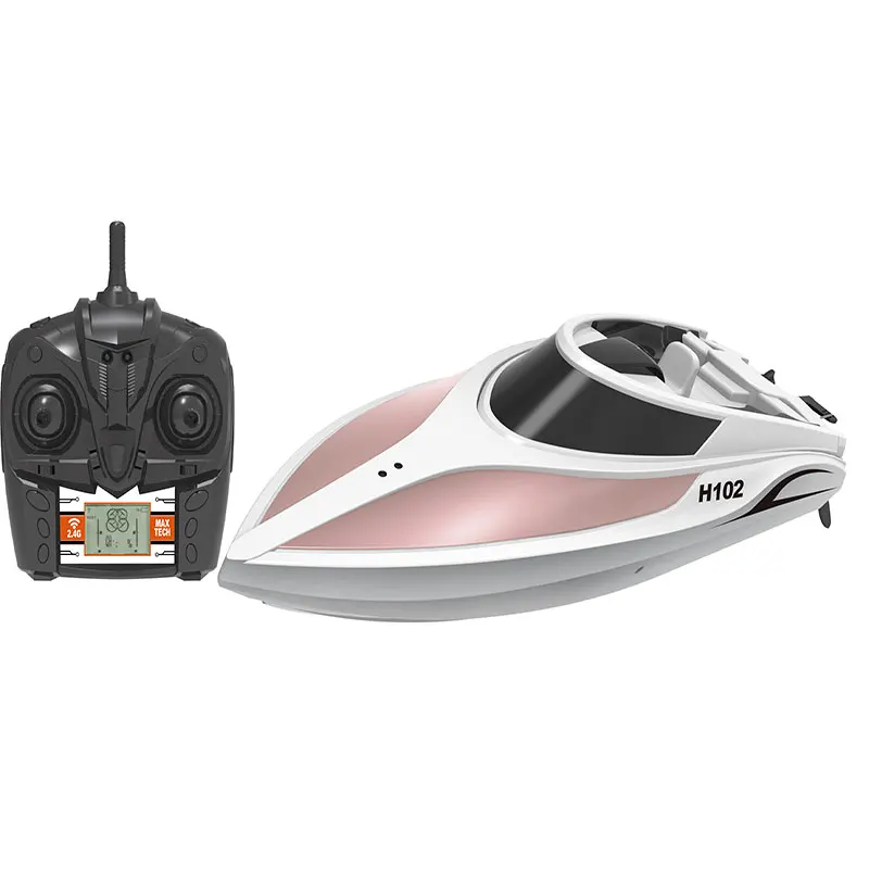 

Racing Boat 2.4GHz 28km/h High Speed RC boat H102 Remote Control Boat with LCD Screen Transmitter Self-righting Function Toys