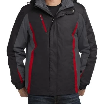 Port Authority J321 Mens Colorblock 3-in-1 Jacket Black Magnet Grey & Signal Red - 2XL (1)
