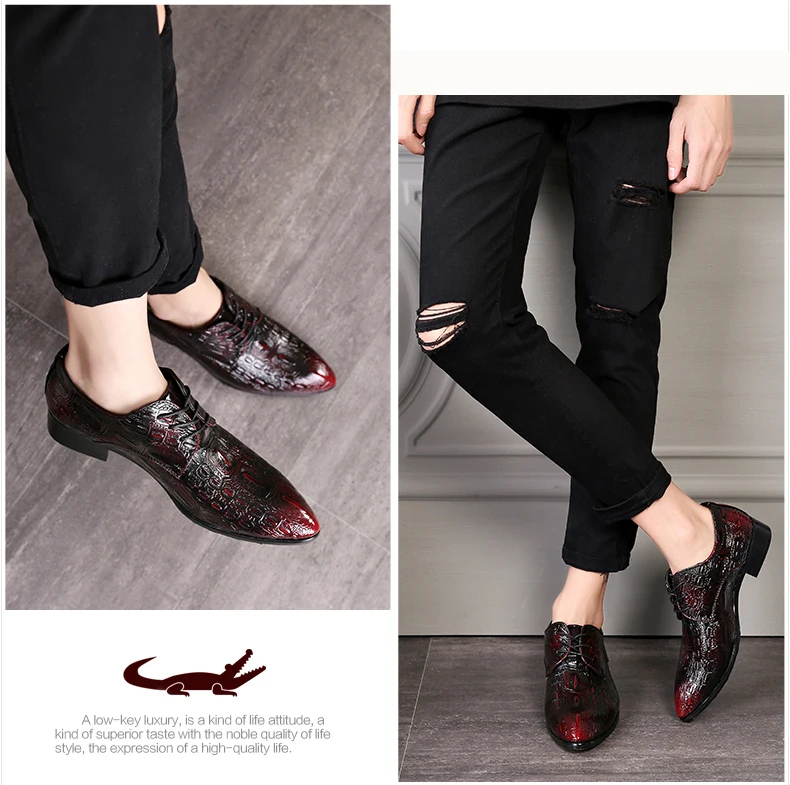 Mens Oxfords Shoe Formal Casual Shoes Men Size 46 Oxfords Pu Leather Emboss Crocodile Men Casual Shoes Leather Lace Brogues Shoe (3)