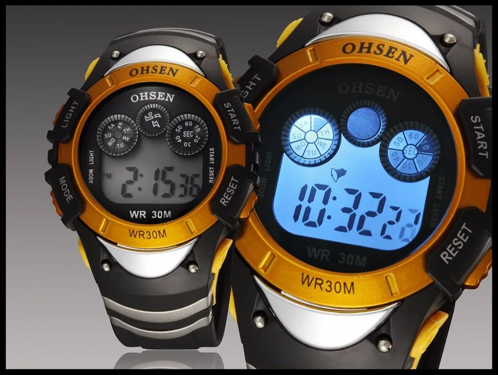 New Fashion Ohsen 0815 Quartz Kids Watches Boys Girl Xmas Gift Alarm Clock Sport Digital Watch LED Colorful Backlight Relojes (17)