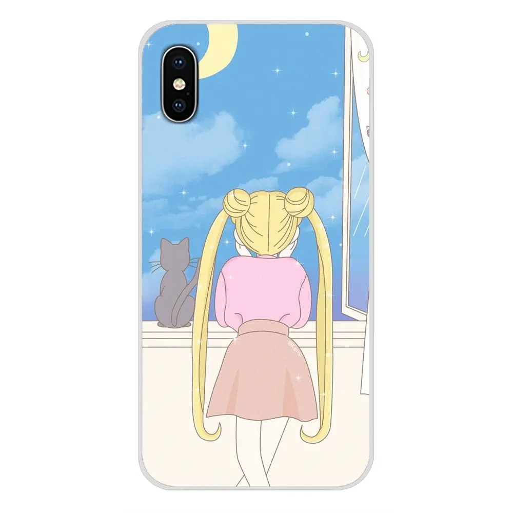 Силиконовый чехол для телефона Samsung Galaxy S4 S5 MINI S6 S7 edge S8 S9 S10 Plus Note 3 4 5 8 9 Cute Sailor Moon