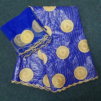 

Latest Bazin Riche jacquard Fabric African Embroidered Bazin Riche Getzner With 2 Yards French Tulle Lace Fabric For Party B211