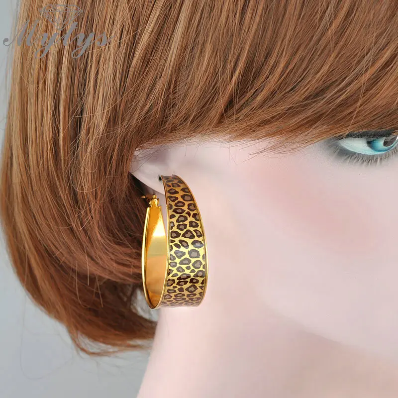 Mytys модные желтые золотые леопардовые круглые серьги-кольца для женщин, женские сексуальные ювелирные изделия, подарок CE48