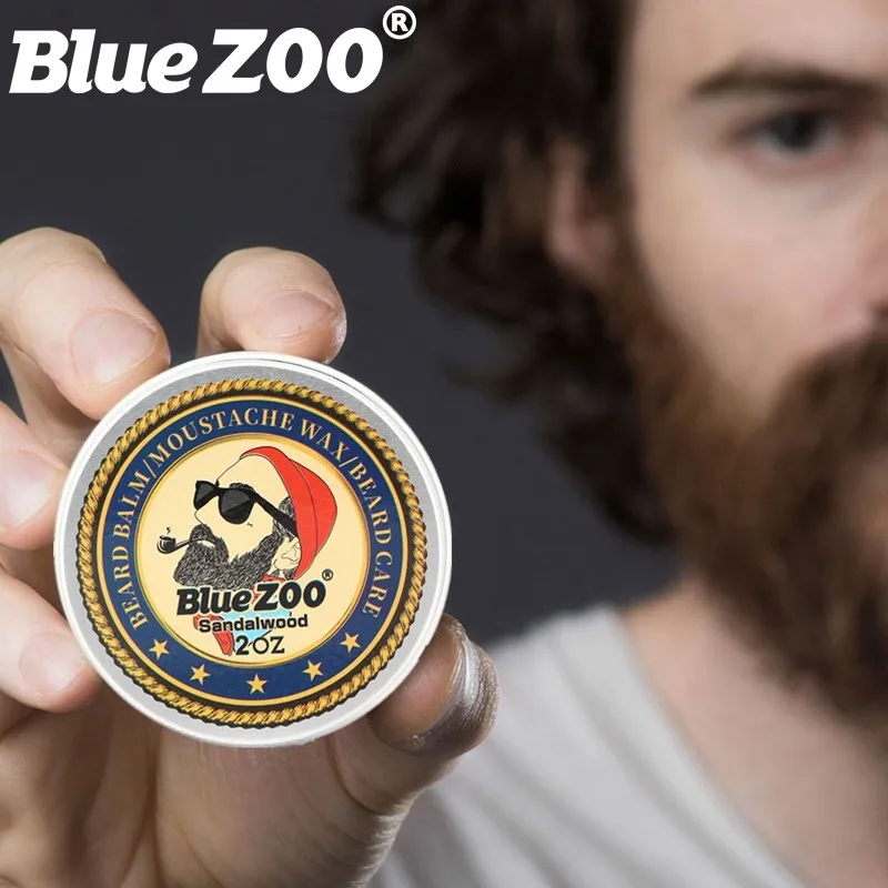 

Blue ZOO 60G Natural Organic Beard Balm Moustache Wax Facial Hair Growth Softens and Prevents Beard Care Cream for Styling