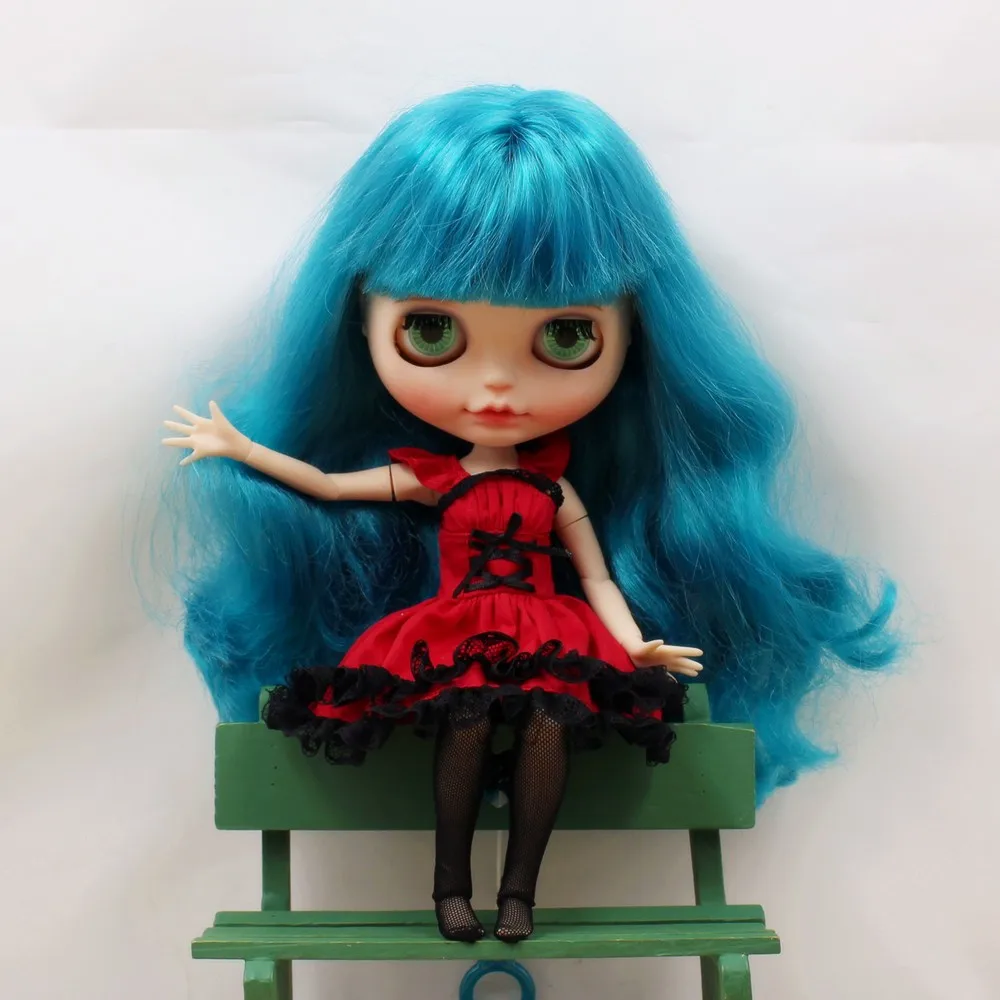 Neo Blythe Doll Fashionable Red Black Dress with Leggings 3