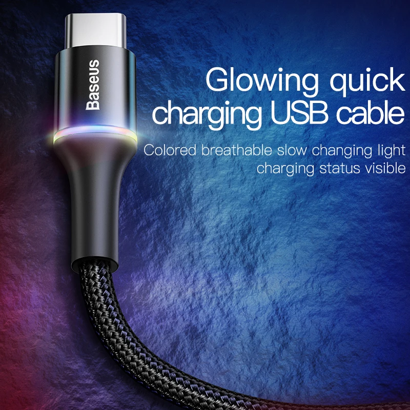 Baseus USB Type C Cable For Samsung S10 S9 S8 A50 Xiaomi Redmi Note 7 Fast Charging USB-C Charger Mobile Phone USBC Type-C Cable