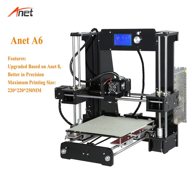 Cheap Anet A6 Acrylic Lead Screw Impressora 3d Best Feedback Upgraded Version 220*220*250mm Printing Size 3d Printer DIY Kit 12864 LCD