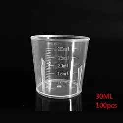 100 шт. 30 мл, пластиковые прозрачные мерный стакан с весы для лаборатории кухня