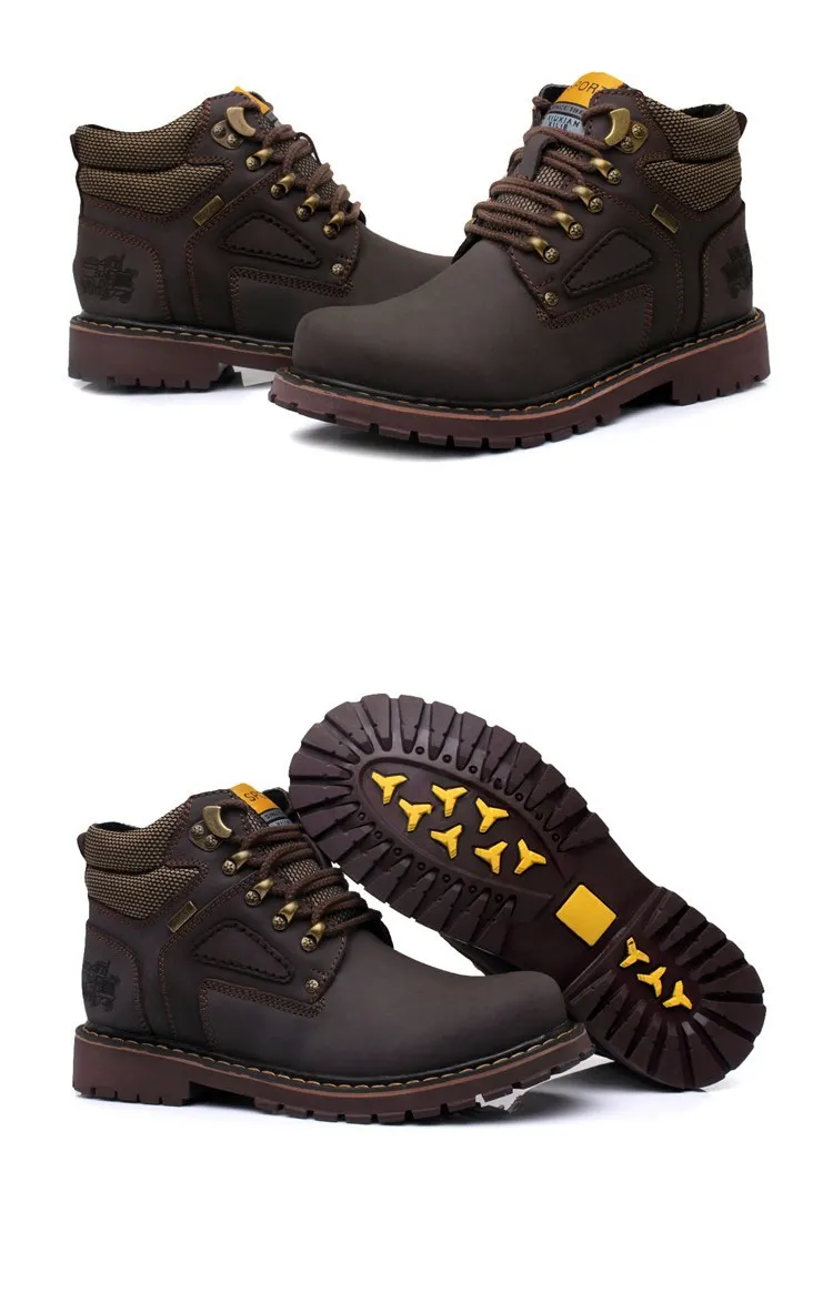 Г. зимние ботинки из натуральной кожи мужские большие размеры: 38-47, Теплые ботильоны мужские высококачественные осенние коричневые безопасные Туфли botas hombre