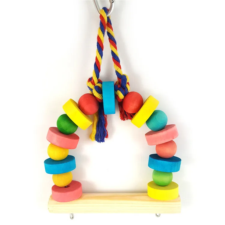 1PCS Parrot Swing Bird Swing Bird Toy Colorful Wooden Block Swing Arch Bridge Parrot Toy