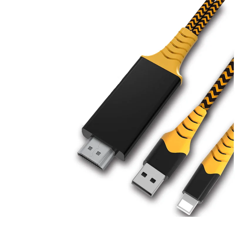 2 في 1 ل البرق/مايكرو إلى HDMI كابل ، 1080 وعاء HDMI ل البرق إلى HDMI محول كابل ل فون X ، iPhone7/7 زائد ، لباد الهواء