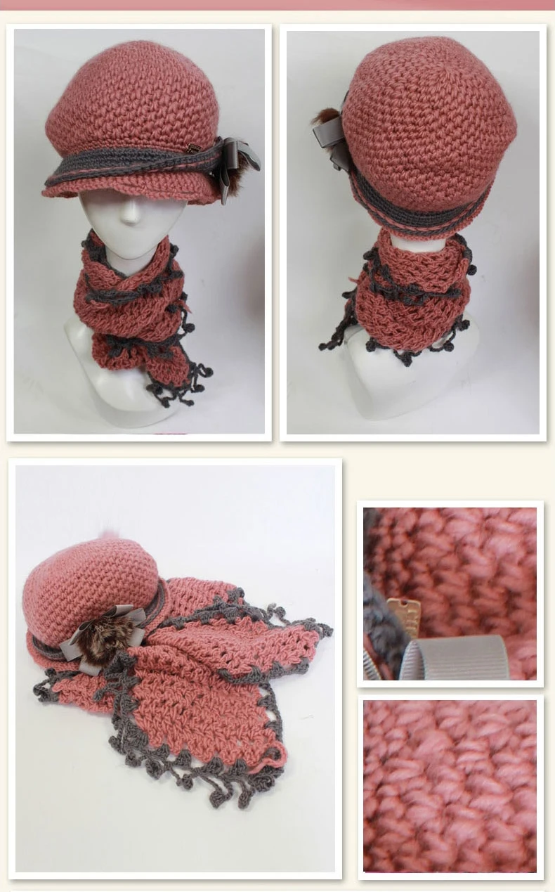 Чарльз Perra Для женщин наборы шарф шапка зимняя утепленная шерстяной вязаный Шапки Повседневное Модные ручной работы тканые шерстяные