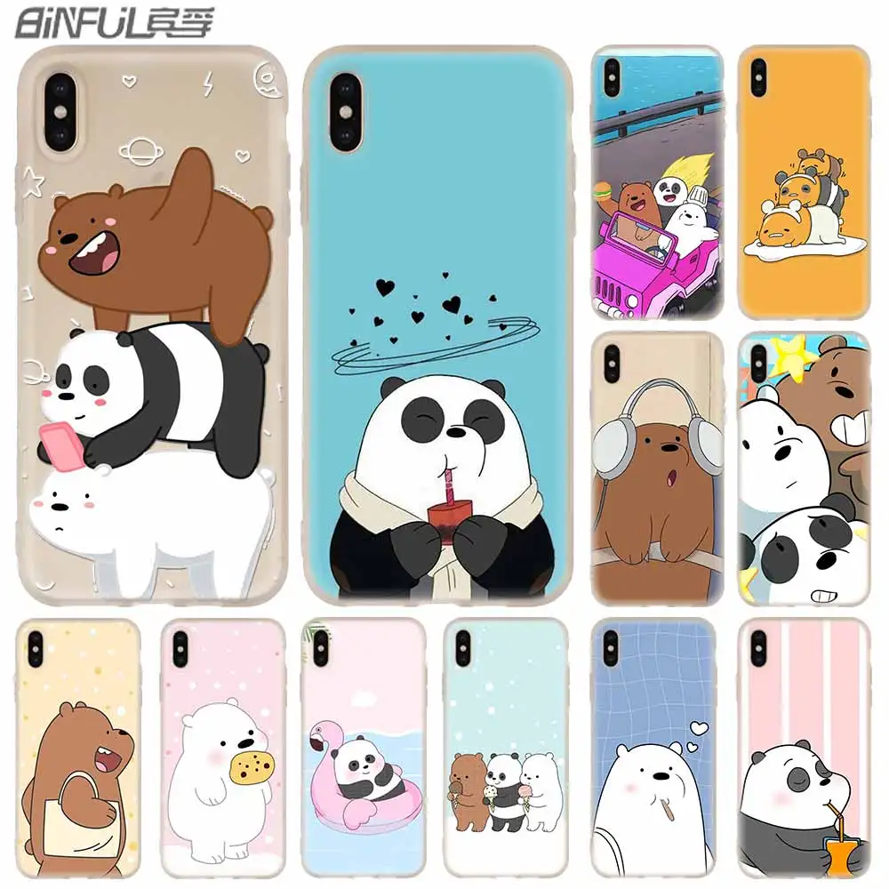 

Cases Silicone soft Cover for iPhone 11 Pro X XS Max XR 6 6S 7 8 Plus 5 4S SE we bare bear