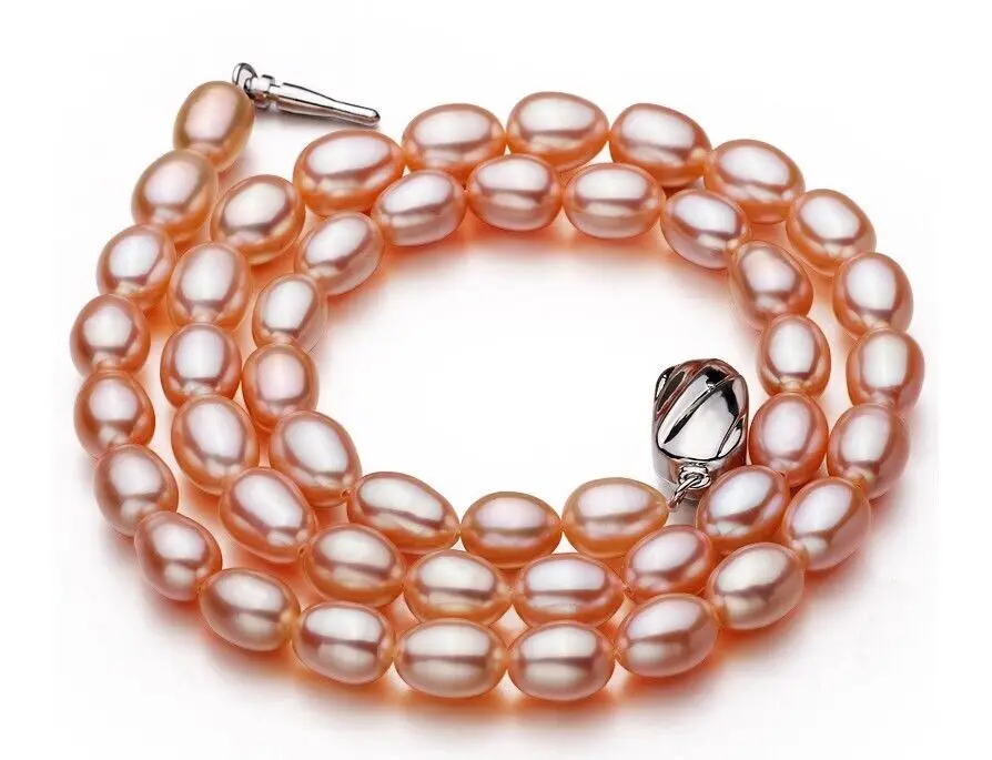 

Superb18"10-13mm Natural SOUTH Sea genuine gold pink Drop pearl necklace AAA