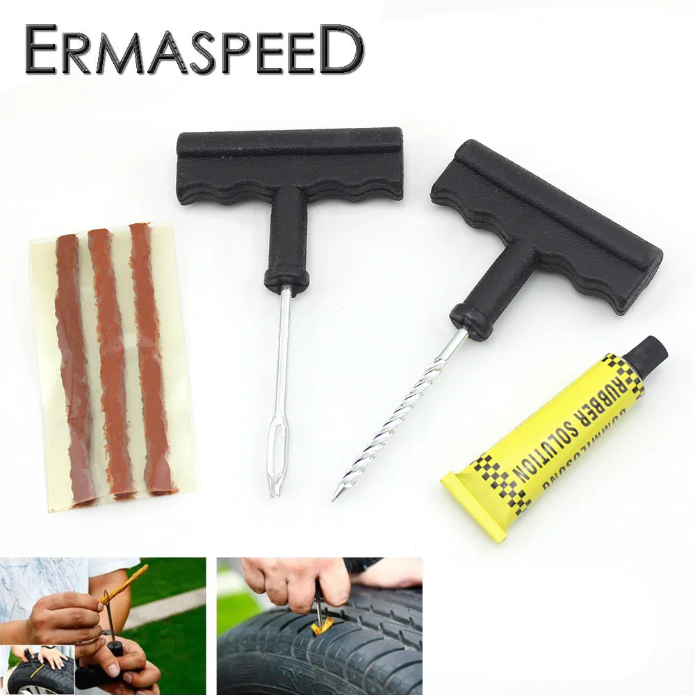 Portable Motorcycle Tyre Repair Kit Tubeless Emergency Tire Puncture Plug Repair Tools for