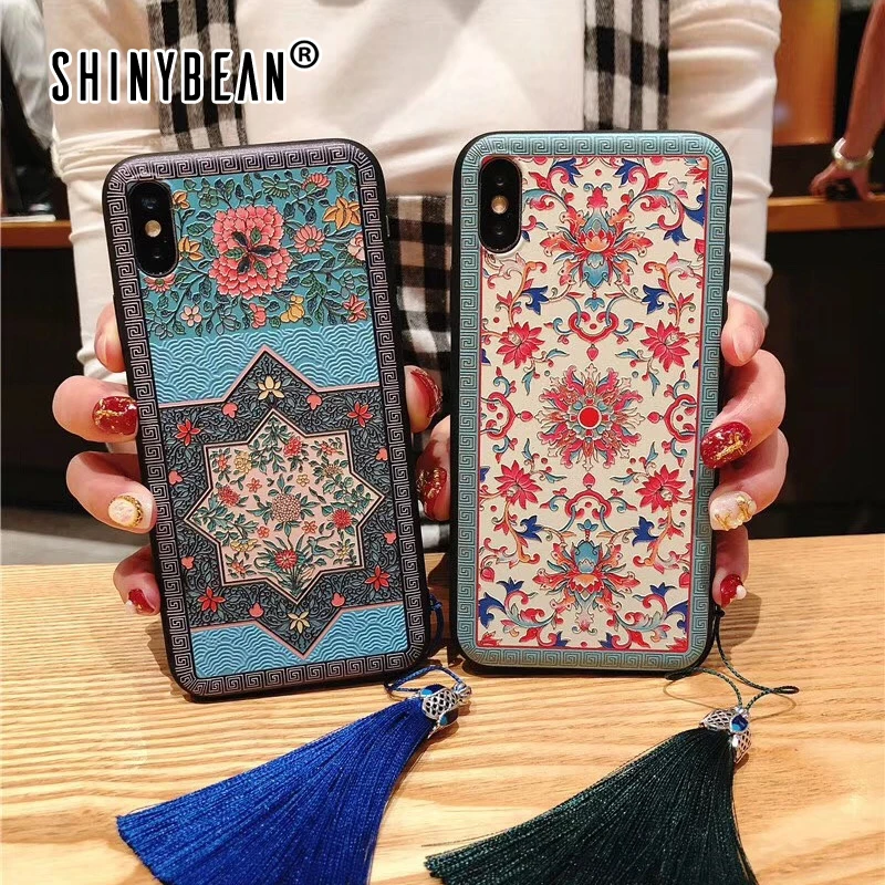 Чехол ShinyBean в стиле ретро китайском для iPhone 7 8 6 6S Plus Роскошные 3D рельефные чехлы