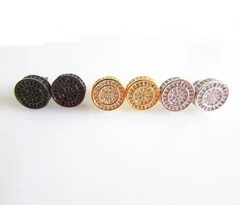 

high quality 11mm bling bling micro pave cz dots 925 sterling silver screw back hiphop women men cz earring