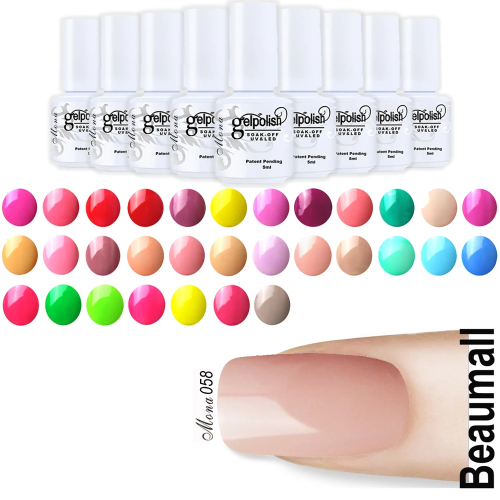 

Beaumall Nail Art Gel Mona Series,Col#005~064;074~095, 5ml Volume Soak Off UV&LED Gel Lacquers Nail Polishes