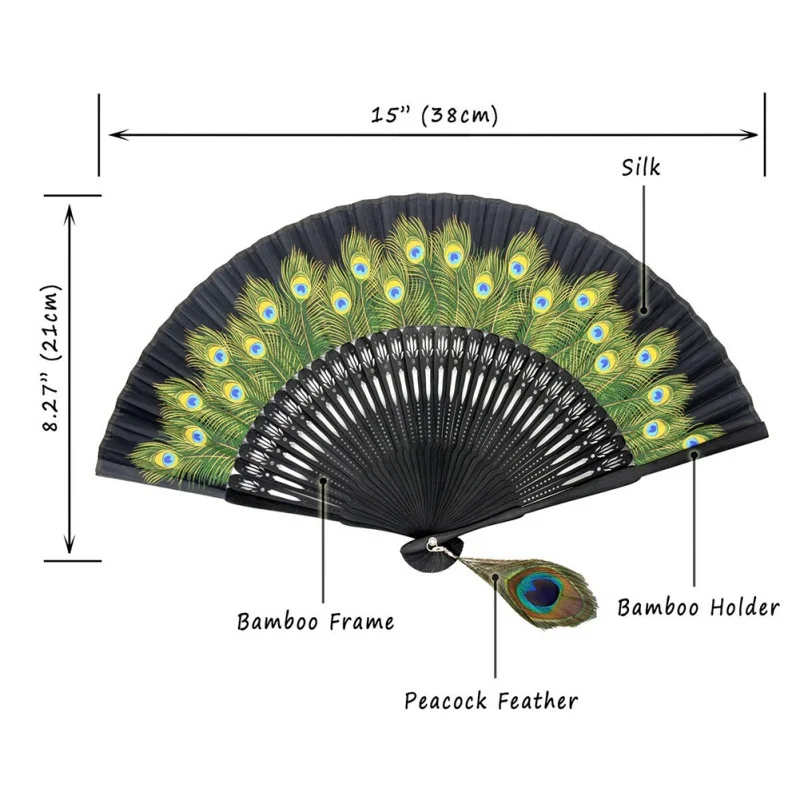 Павлин Складной вентилятор китайский складной для женщин ручной вентилятор фестиваль подарок ремесло складной танец украшение ремесло Домашний декор